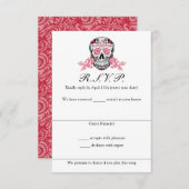 Zuckerschädel mit Rose, die RSVP-Karten einstecken RSVP Karte (Vorne/Hinten)