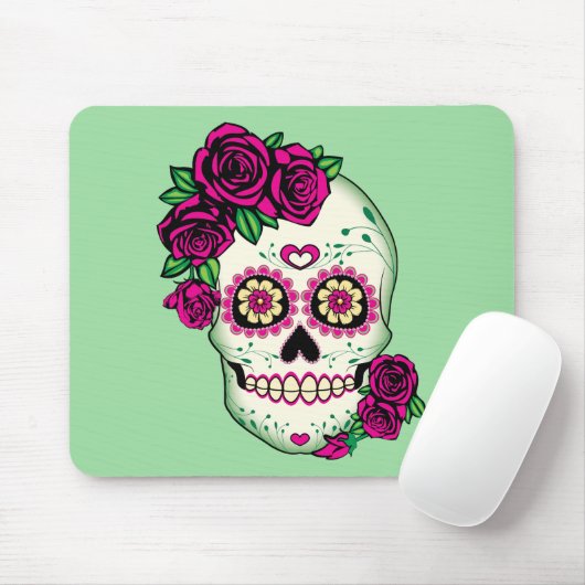 Zuckerschädel mit Rosen Mousepad (Mit Mouse)