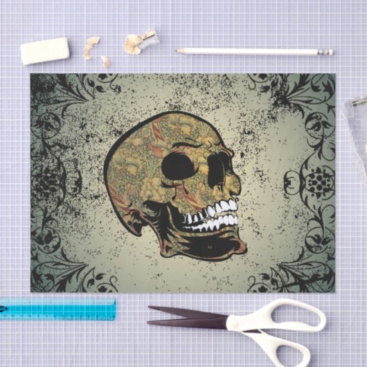 Zuckerschädel mit schönen Blumenelementen Seidenpapier (Handwerk)