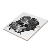 Zuckerschädel mit schwarz-weißen Blume Fliese (Seite)