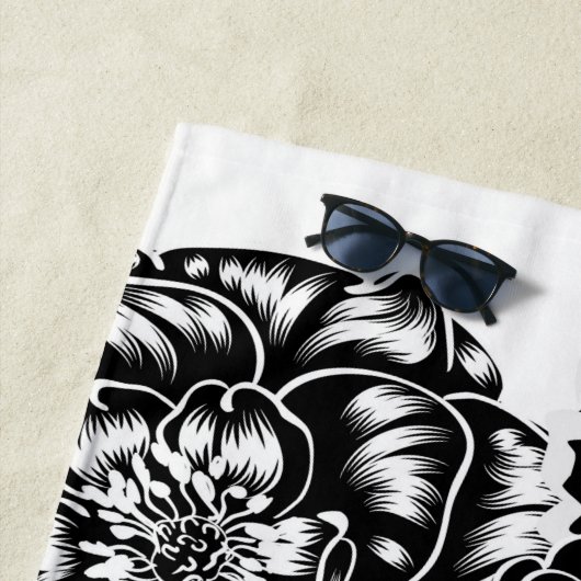 Zuckerschädel mit schwarz-weißen Blume Strandtuch (Beispiel)