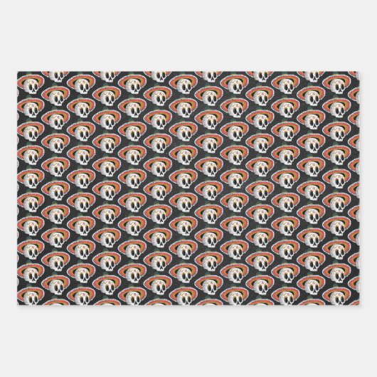 Zuckerschädel mit Sombrero Geschenkpapier Set (Vorderseite)