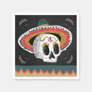 Zuckerschädel mit Sombrero Serviette