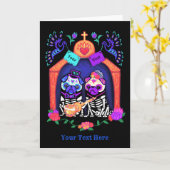 Zuckerschädel-Möpse Karte (Gelbe Blume)