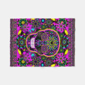 Zuckerschädel-Neon-Rosa Fleecedecke (Vorderseite (Horizontal))