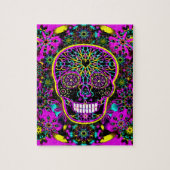 Zuckerschädel-Neon-Rosa Puzzle (Vertikal)