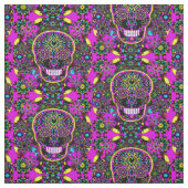 Zuckerschädel-Neon-Rosa Stoff (Muster)