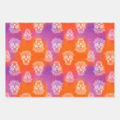 Zuckerschädel Orange Lila Die Farbe Wasserfarbe Geschenkpapier Set (Vorderseite 3)