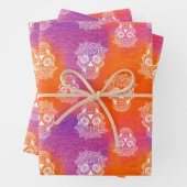 Zuckerschädel Orange Lila Die Farbe Wasserfarbe Geschenkpapier Set (Beispiel)