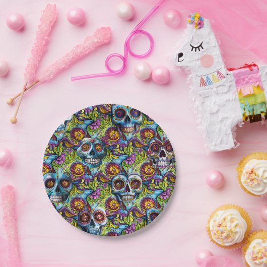 Zuckerschädel Pappteller (Party)
