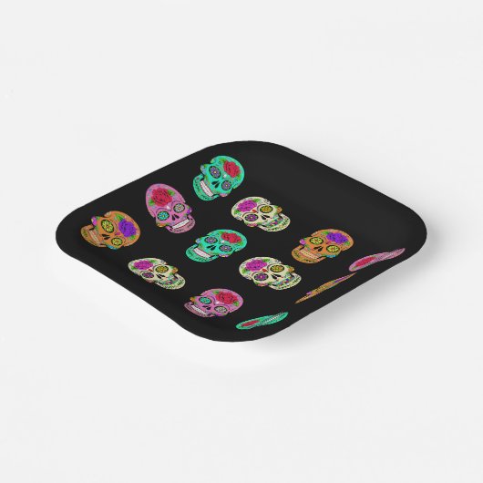 Zuckerschädel Pappteller (Gewinkelt)