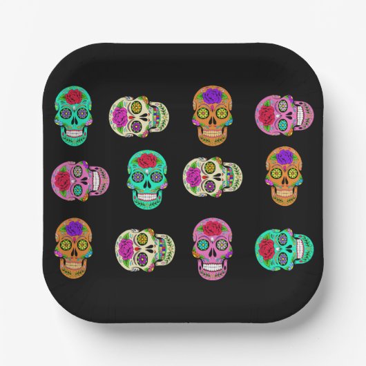 Zuckerschädel Pappteller (Vorderseite)