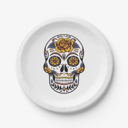 Zuckerschädel Pappteller (Vorderseite)