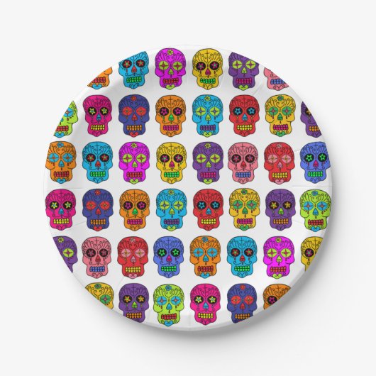 Zuckerschädel Pappteller (Vorderseite)