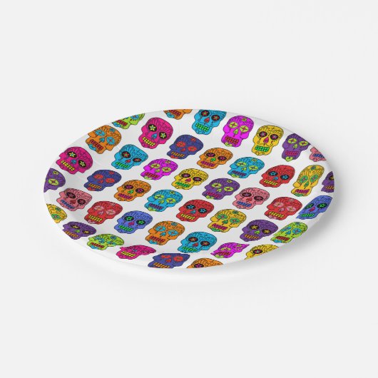 Zuckerschädel Pappteller (Schrägansicht)