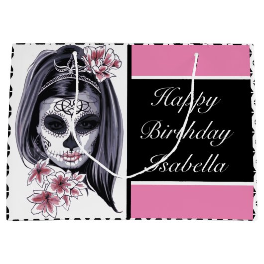 Zuckerschädel Personalisiert Große Geschenktüte (Vorderseite)