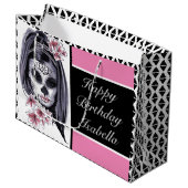 Zuckerschädel Personalisiert Große Geschenktüte (Vorderseite Schrägansicht)