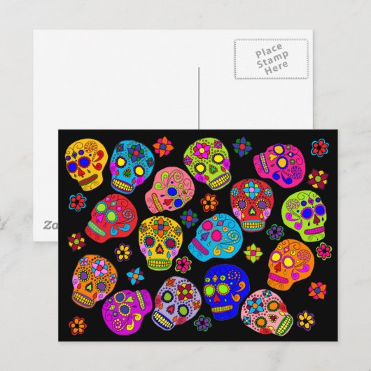 Zuckerschädel Postkarte (Vorne/Hinten)