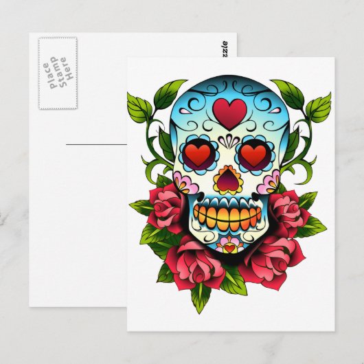 Zuckerschädel Postkarte (Vorne/Hinten)