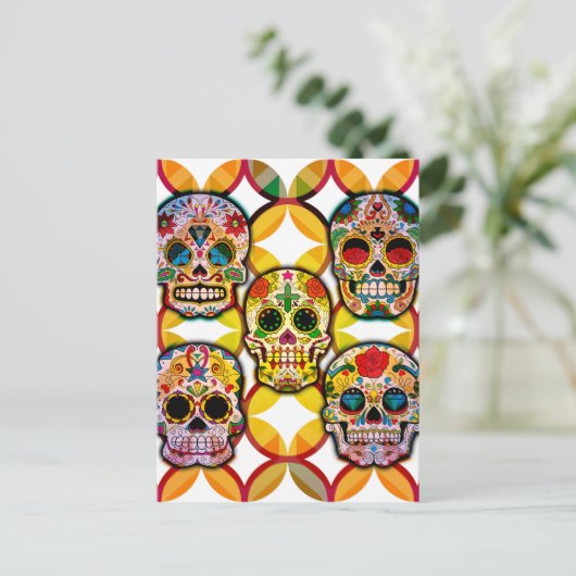 Zuckerschädel Postkarte (Stehend Vorderseite)