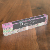 Zuckerschädel-Regenbogen-Herz-Baum des Leben-Tages Namensplakette (Seite)