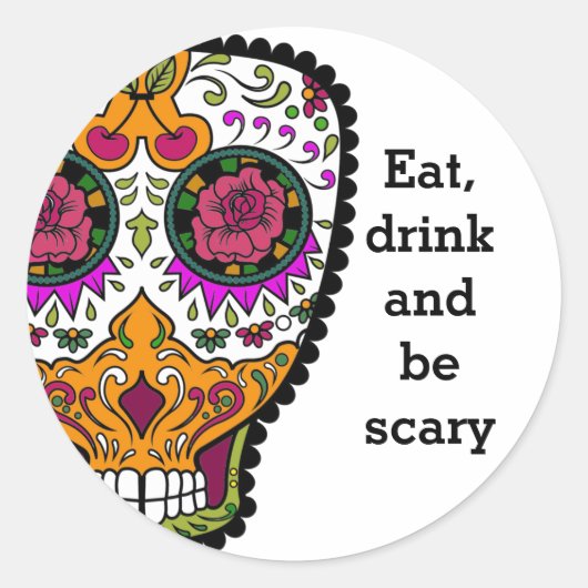 Zuckerschädel Runder Aufkleber (Vorderseite)