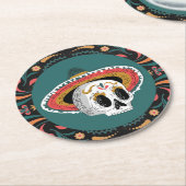 Zuckerschädel Runder Pappuntersetzer (Angewinkelt)