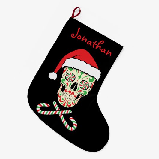 Zuckerschädel Sankt Großer Weihnachtsstrumpf (Vorderansicht (hängend))
