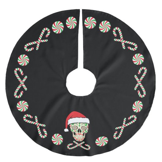 Zuckerschädel Sankt kundengerecht Polyester Weihnachtsbaumdecke (Vorderseite)