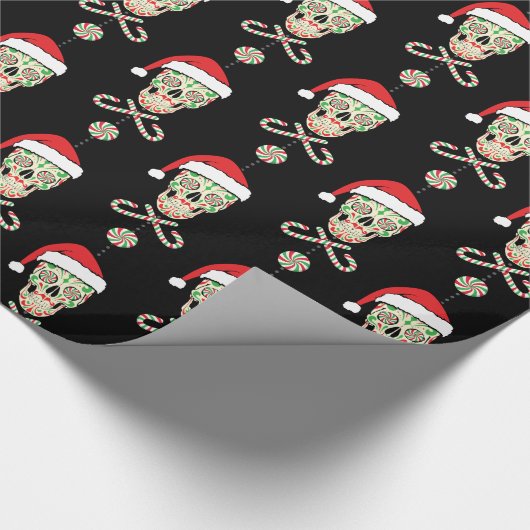 Zuckerschädel-Sankt-Muster Geschenkpapier (Ecke)