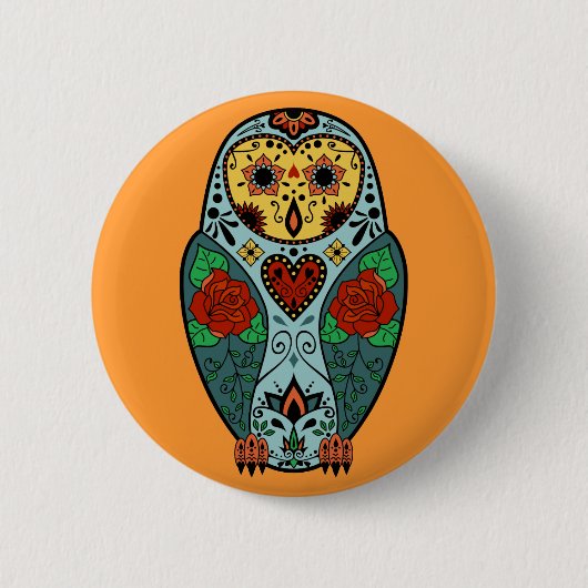 Zuckerschädel-Schleiereule Button (Vorderseite)