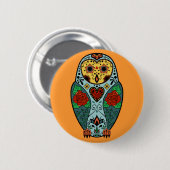 Zuckerschädel-Schleiereule Button (Vorne & Hinten)