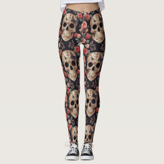 Zuckerschädel, Schmetterlinge und Blume Leggings