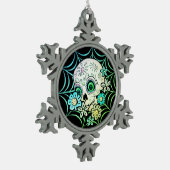 Zuckerschädel Schneeflocken Zinn-Ornament (Links)