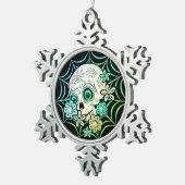 Zuckerschädel Schneeflocken Zinn-Ornament (Rechts)