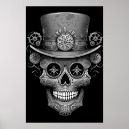 Zuckerschädel Schwarz + Weiß Bild auf einem Wandpo Poster