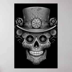 Zuckerschädel Schwarz + Weiß Bild auf einem Wandpo Poster
