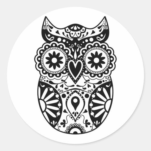 Zuckerschädel Schwarz & Weiß Runder Aufkleber (Vorderseite)