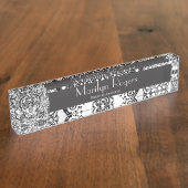 Zuckerschädel Schwarzweiss Namensplakette (Seite)