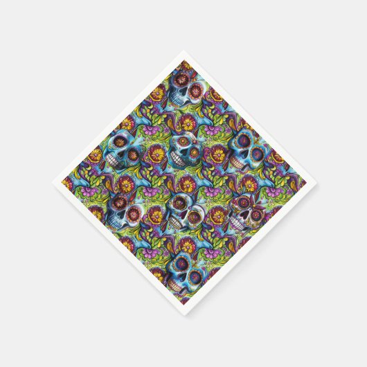 Zuckerschädel Serviette (Ecke)