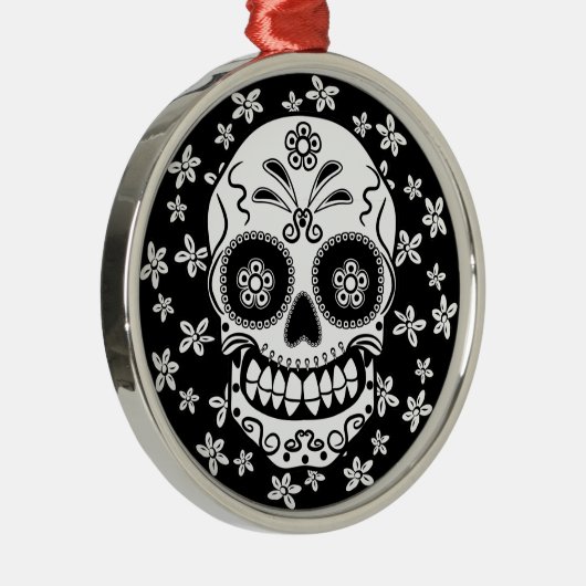 Zuckerschädel Silbernes Ornament (Rechts)