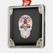Zuckerschädel Silbernes Ornament (Links)