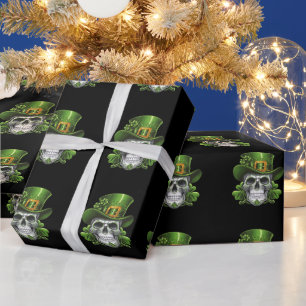 Zuckerschädel St. Patrick's Day Shamrock Geschenkpapier
