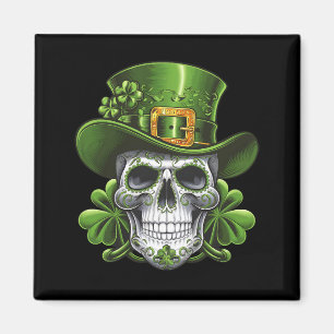 Zuckerschädel St. Patrick's Day Shamrock Magnet