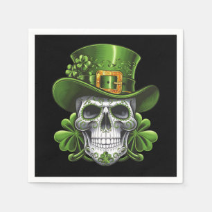 Zuckerschädel St. Patrick's Day Shamrock Serviette