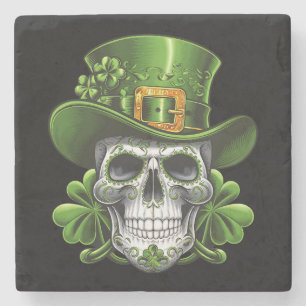 Zuckerschädel St. Patrick's Day Shamrock Steinuntersetzer