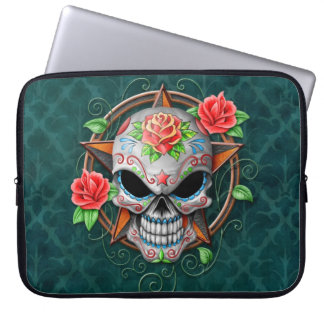 Zuckerschädel-Stern, blau Laptopschutzhülle