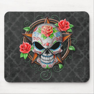Zuckerschädel-Stern, grau Mousepad