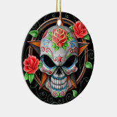 Zuckerschädel-Stern, schwarz Keramikornament (Rechts)