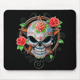 Zuckerschädel-Stern, schwarz Mousepad